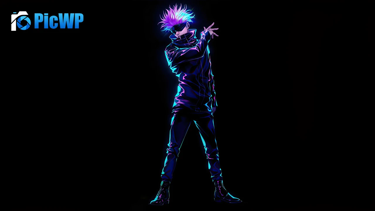 Satoru Gojo Neon art 6K PC Wallpaper