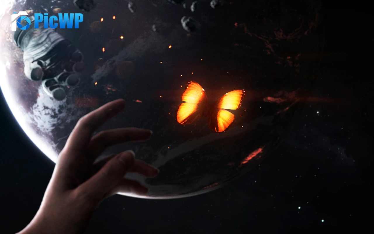 Butterfly Outer space 6K PC Wallpaper