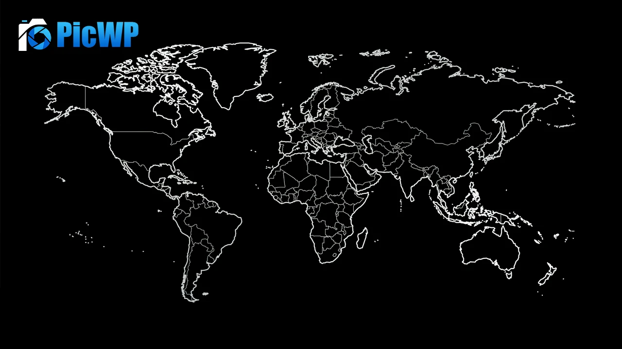 World map Outline 6K PC Wallpaper