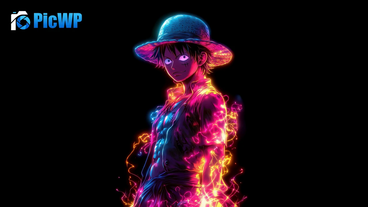 Monkey D. Luffy Neon art 8K PC Wallpaper