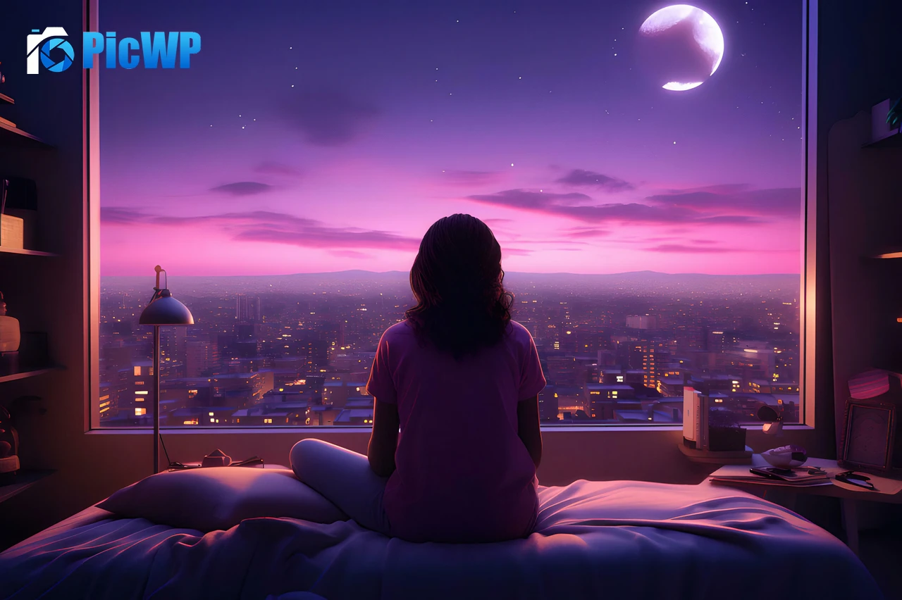 Lofi girl Alone 6K PC Wallpaper