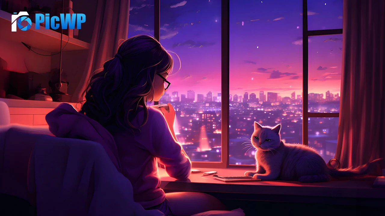 Lofi girl Cozy 6K PC Wallpaper