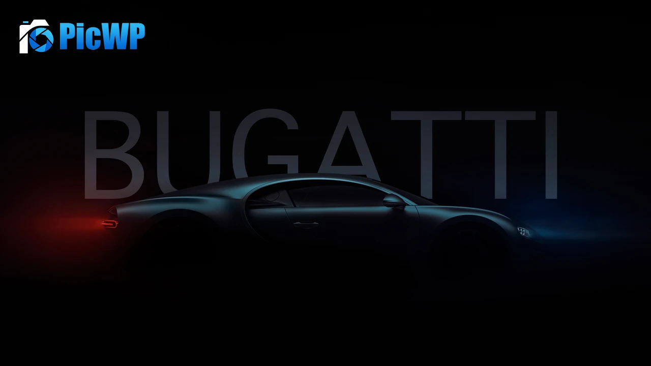 Bugatti Chiron Black background 6K PC Wallpaper