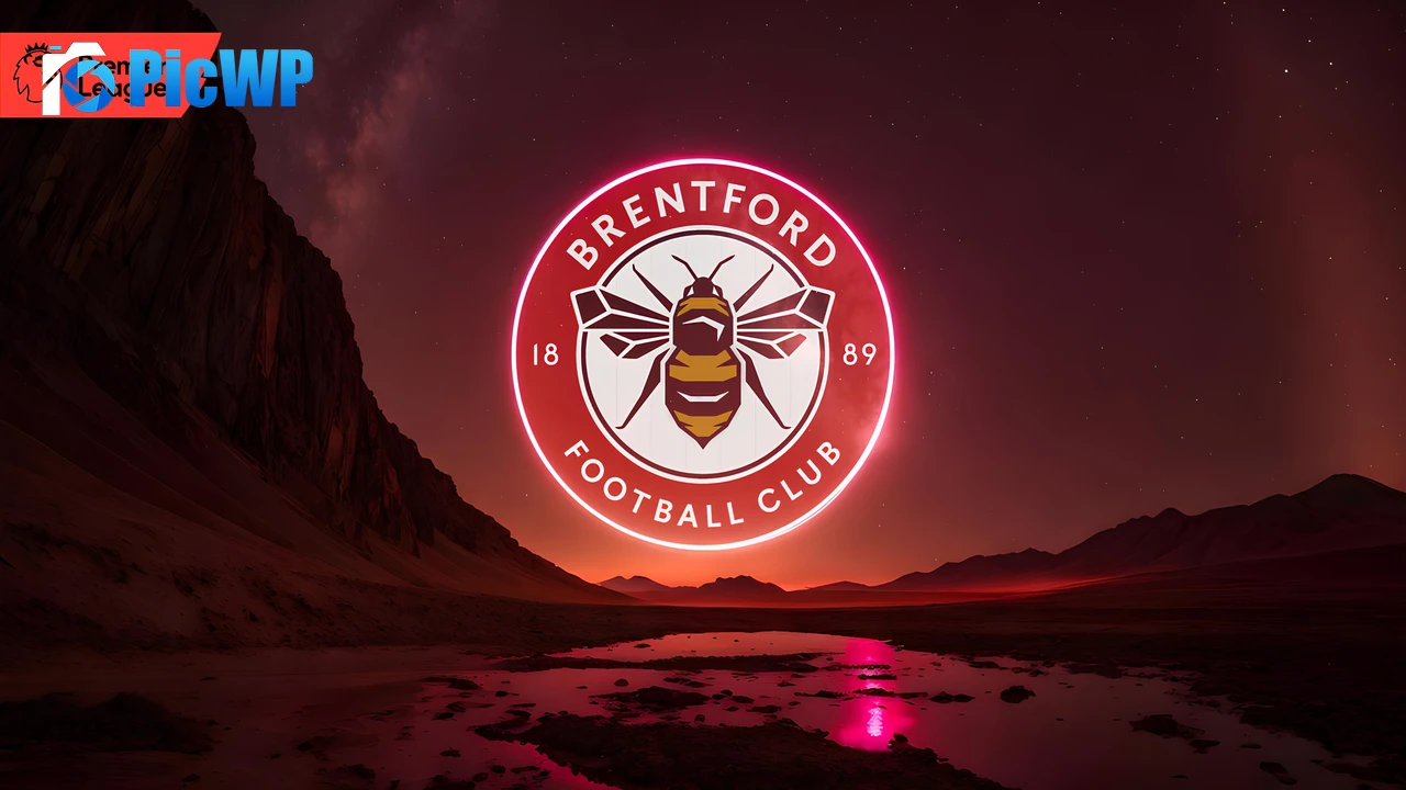 Brentford FC Neon logo 8K PC Wallpaper