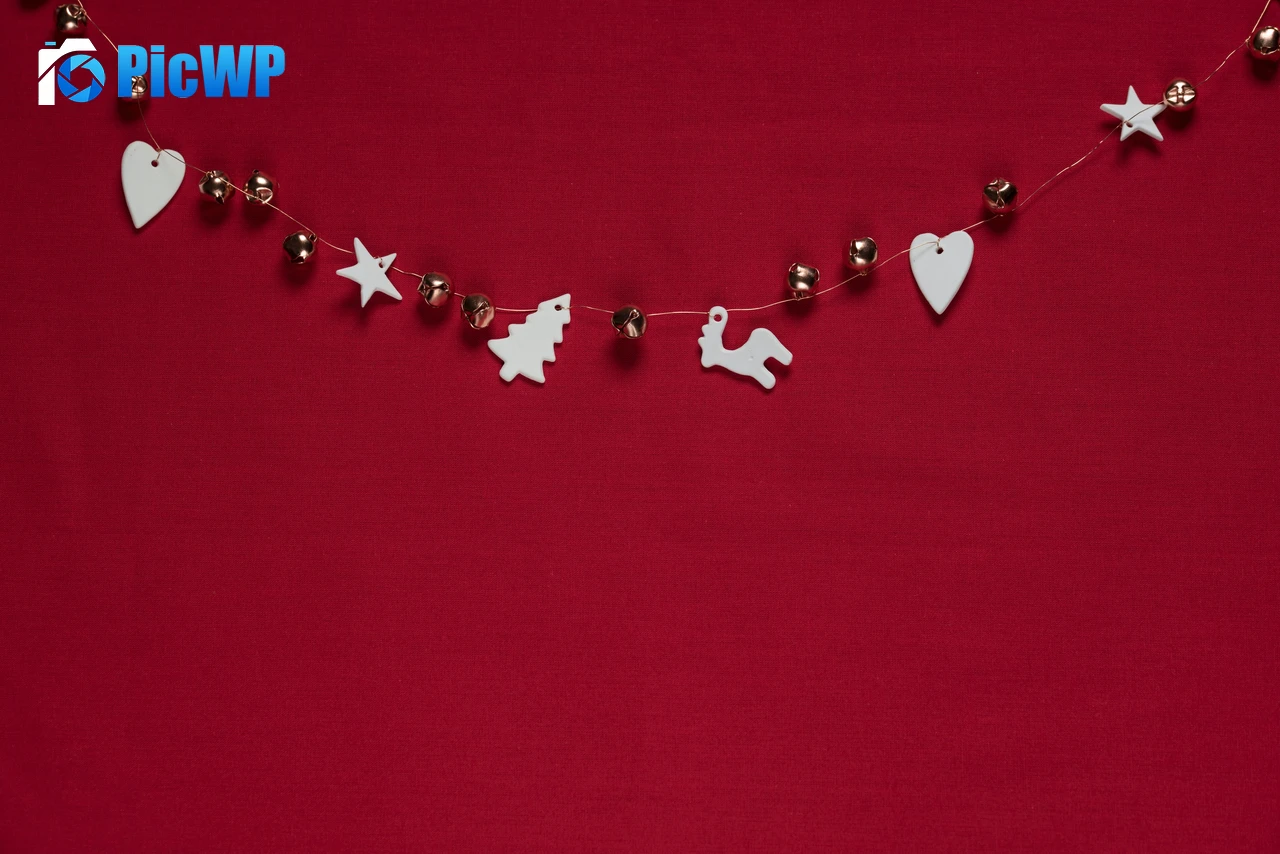 Preppy Christmas Red background 7K PC Wallpaper