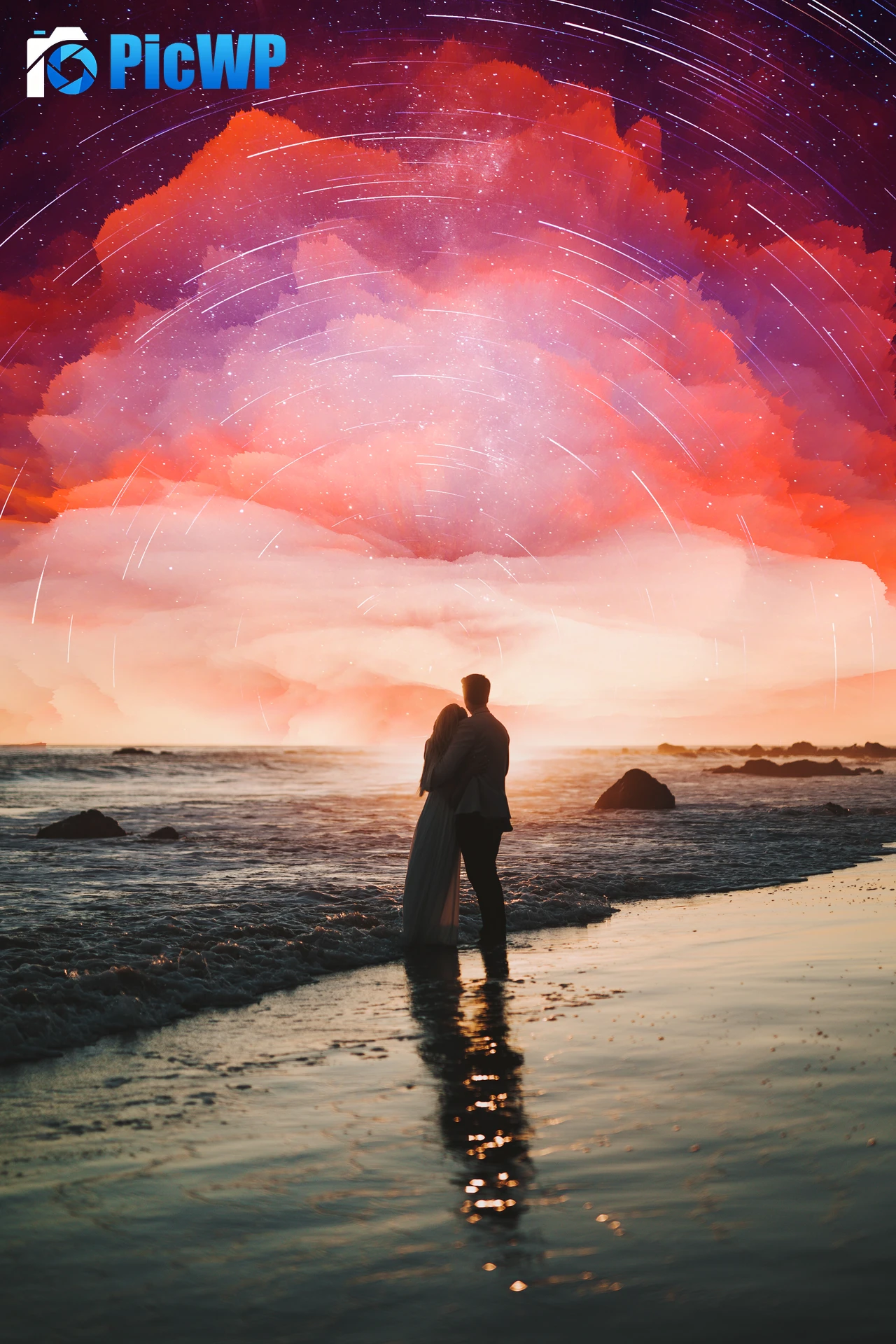 Couple Beach 6K Mobile Wallpaper