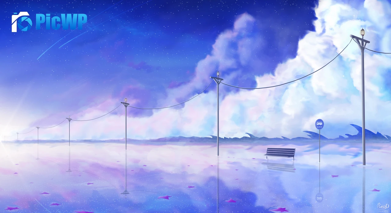 Bus Stop Street lights 5K PC Wallpaper
