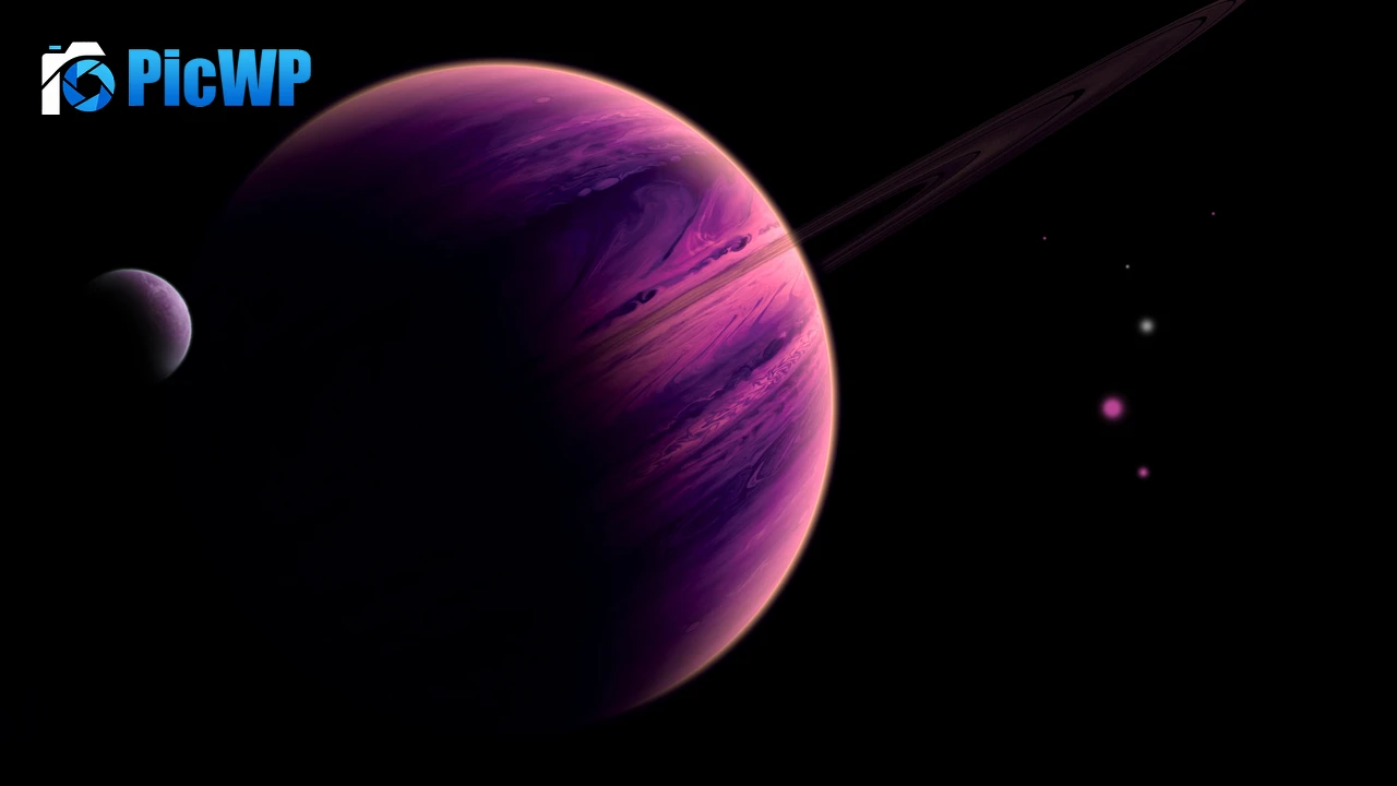 Purple Planet Dark background 5K PC Wallpaper