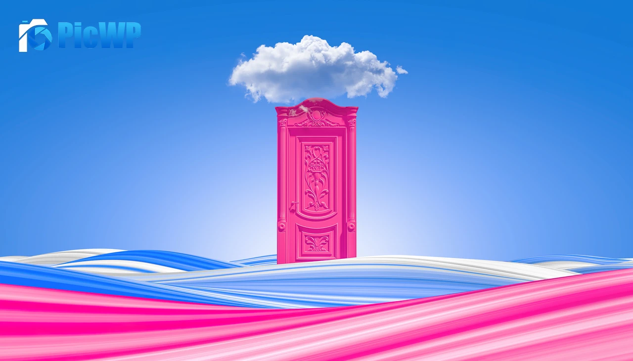 Pink door Clouds 4K PC Wallpaper