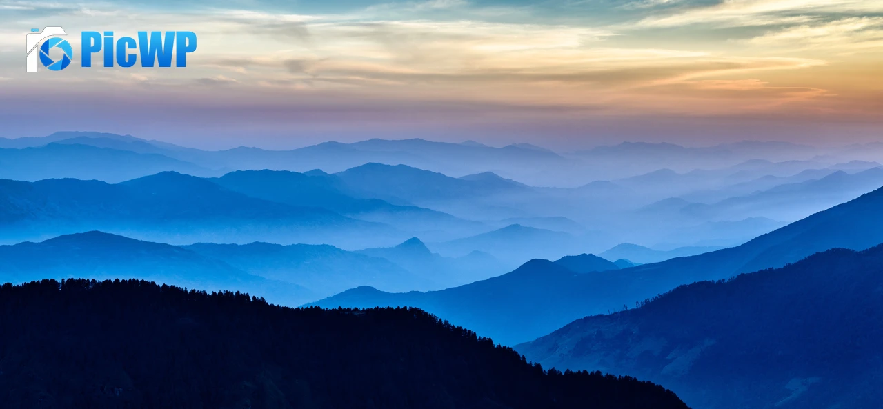 Silhouette Mountain Foggy 9K Wide Wallpaper