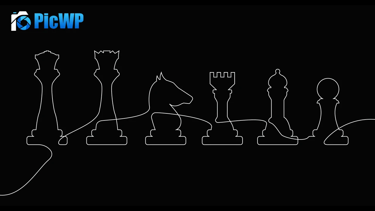 Chess pieces Outline 6K PC Wallpaper