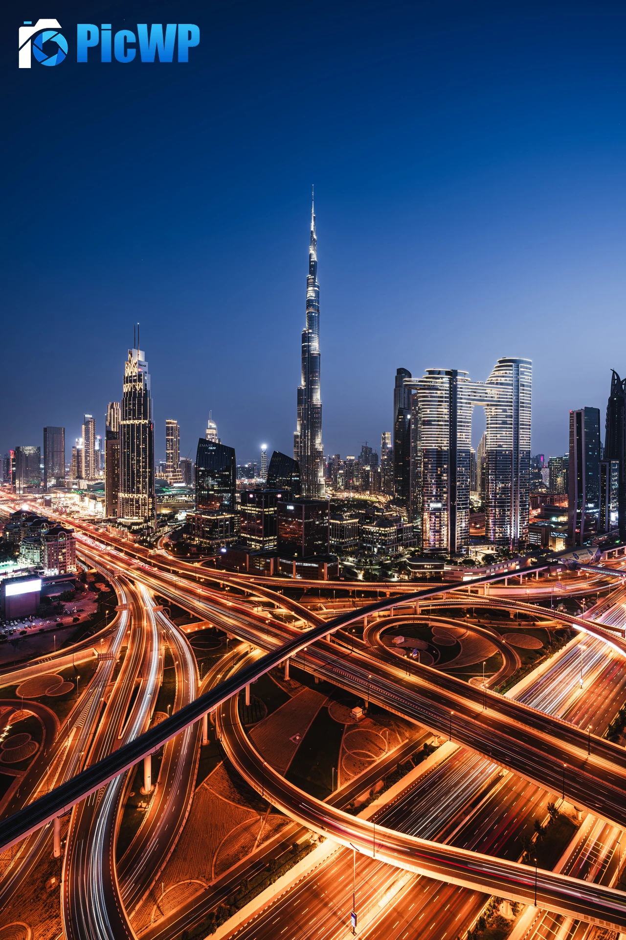 Downtown Dubai Night lights 7K Mobile Wallpaper