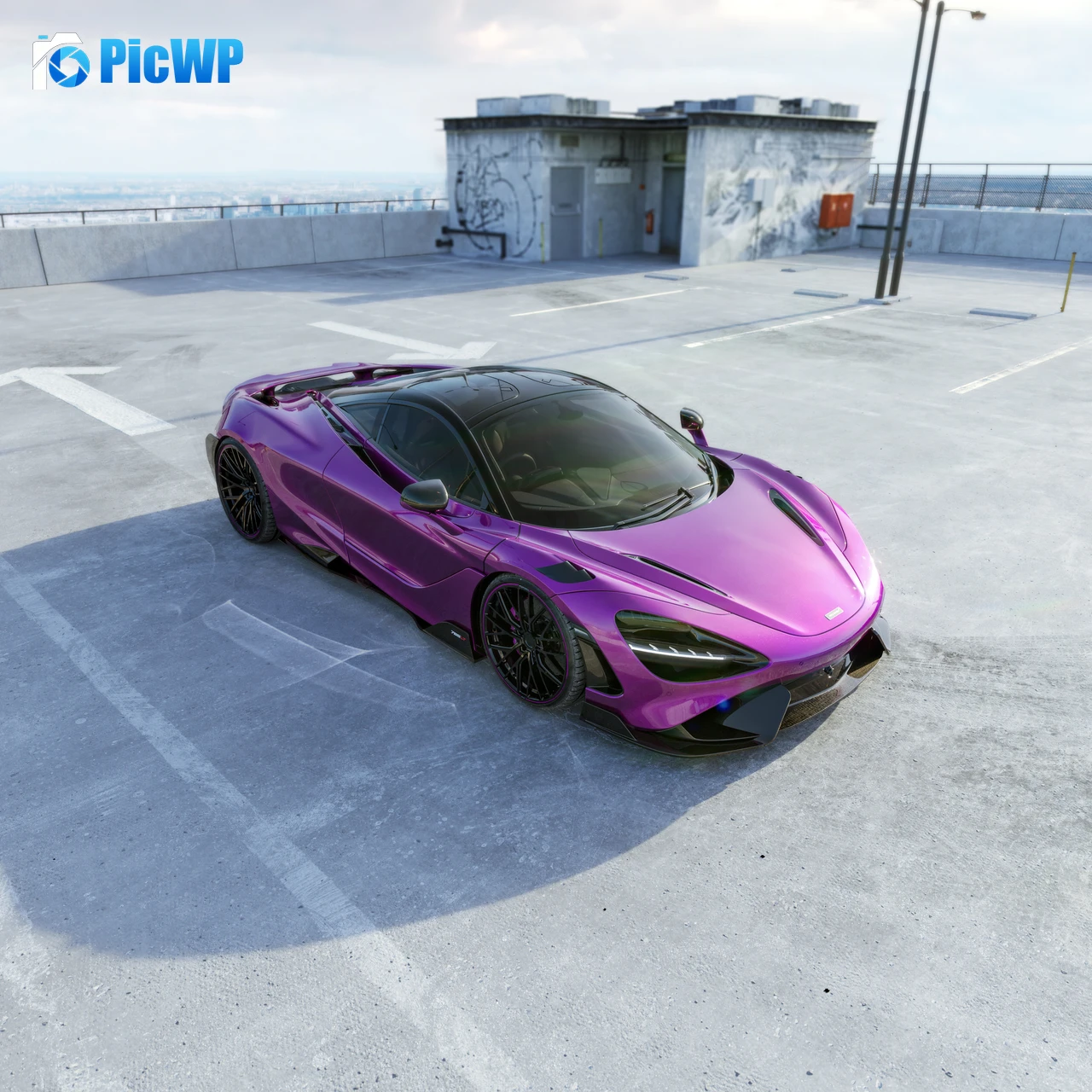 McLaren 765LT Purple aesthetic 6K Fold Wallpaper