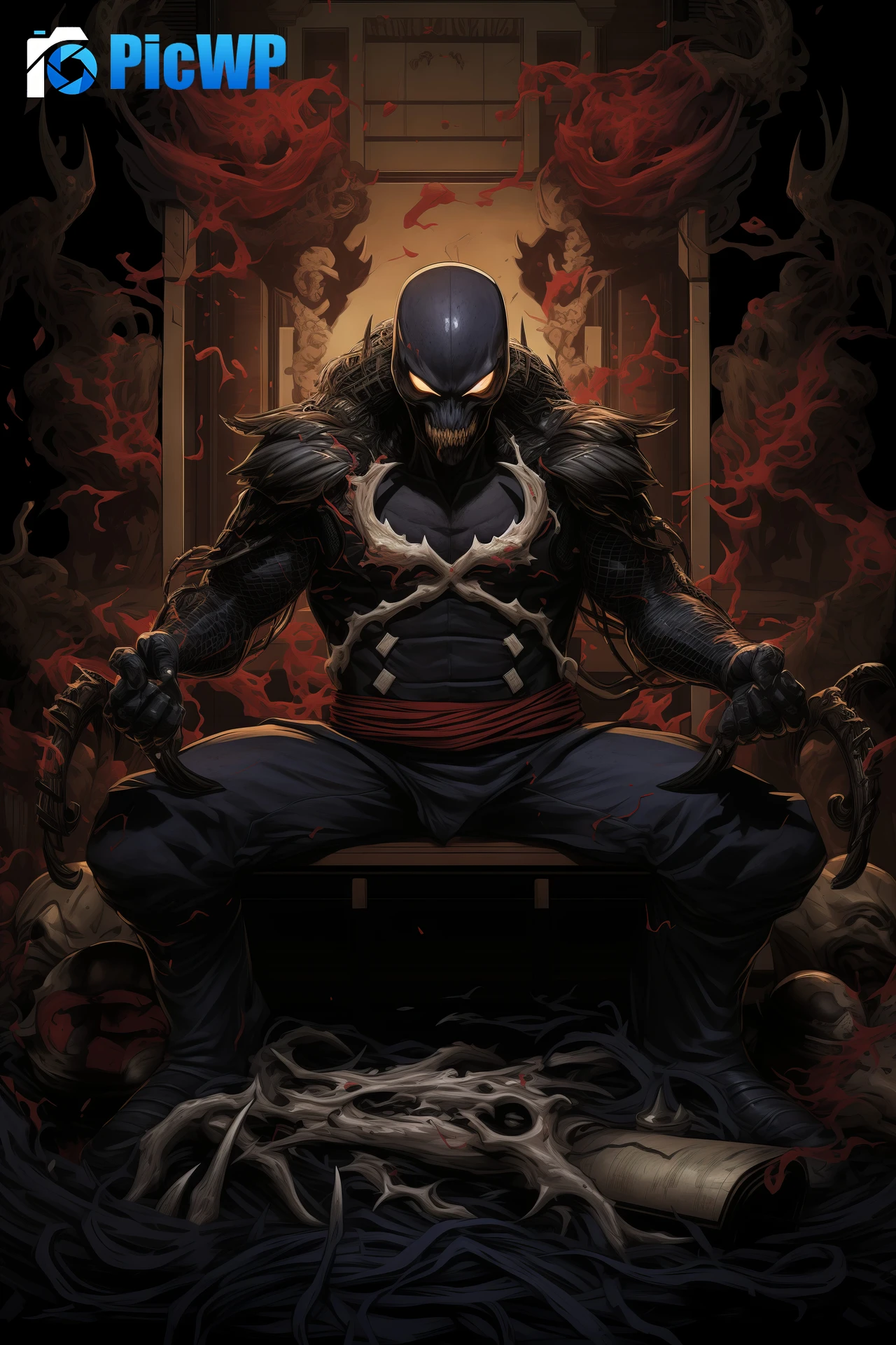 Venom Samurai 9K Mobile Wallpaper