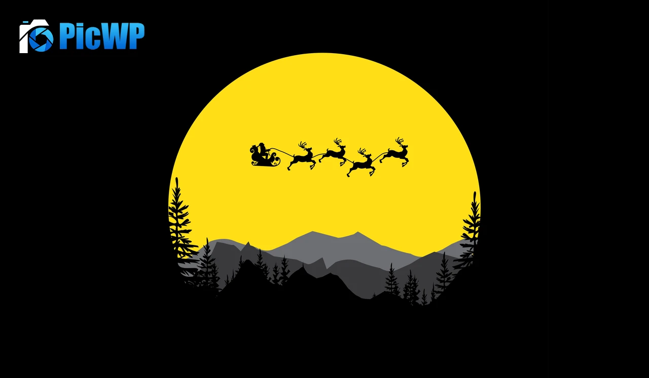 Santa Claus Full moon 9K PC Wallpaper