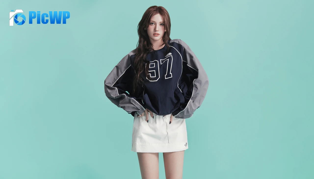 Jeon Somi Teal background 7K PC Wallpaper