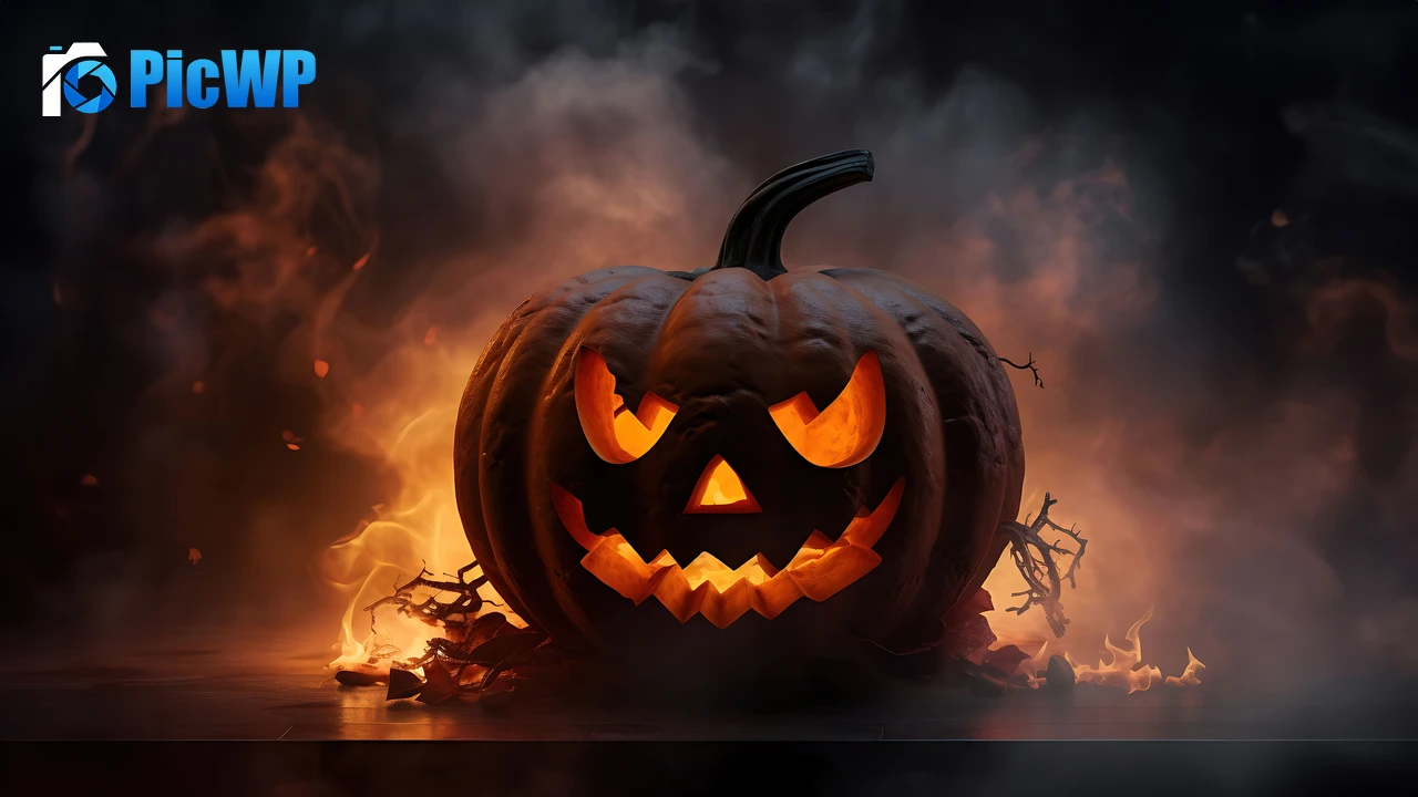Halloween pumpkin Fire 6K PC Wallpaper