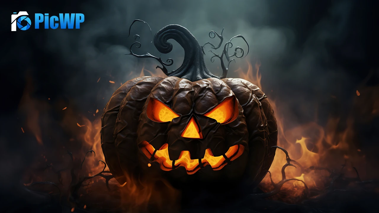 Halloween pumpkin AI art 6K PC Wallpaper
