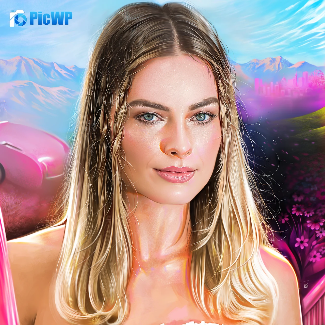 Margot Robbie Digital Art 5K Fold Wallpaper