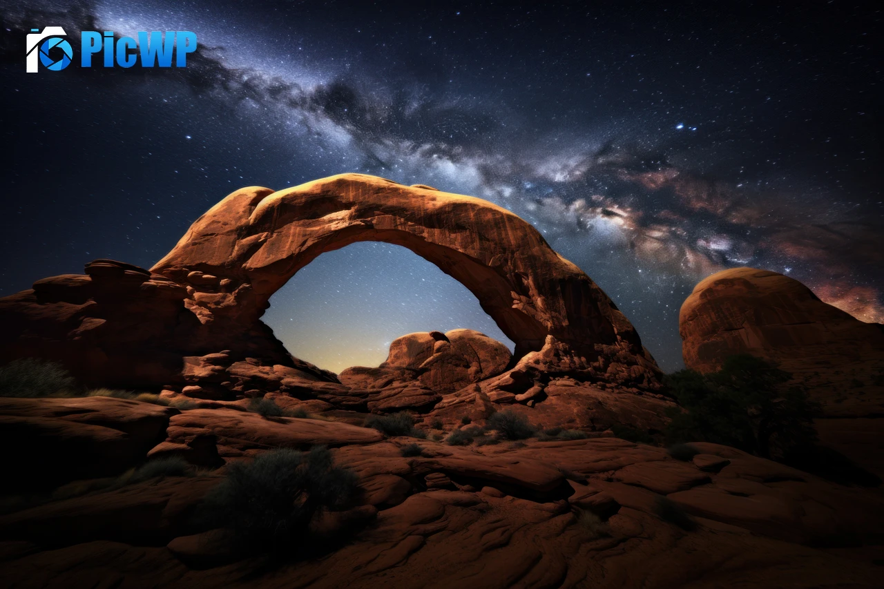 Milky Way arch Arches National Park 8K PC Wallpaper