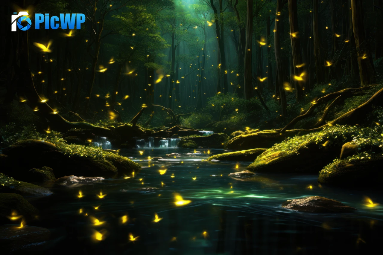 Fireflies Forest 9K PC Wallpaper