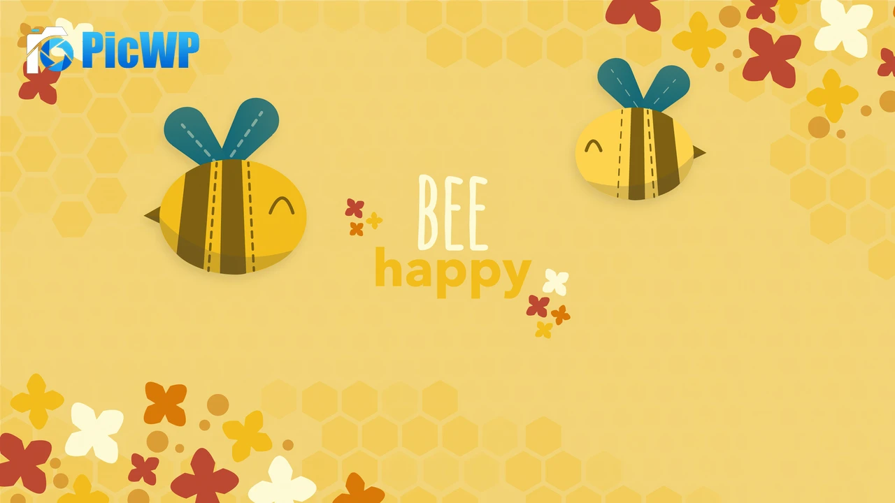 Bee happy Yellow aesthetic 6K PC Wallpaper