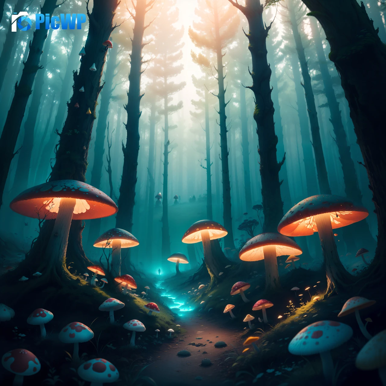 Mushroom forest Mystic 5K Fold Wallpaper