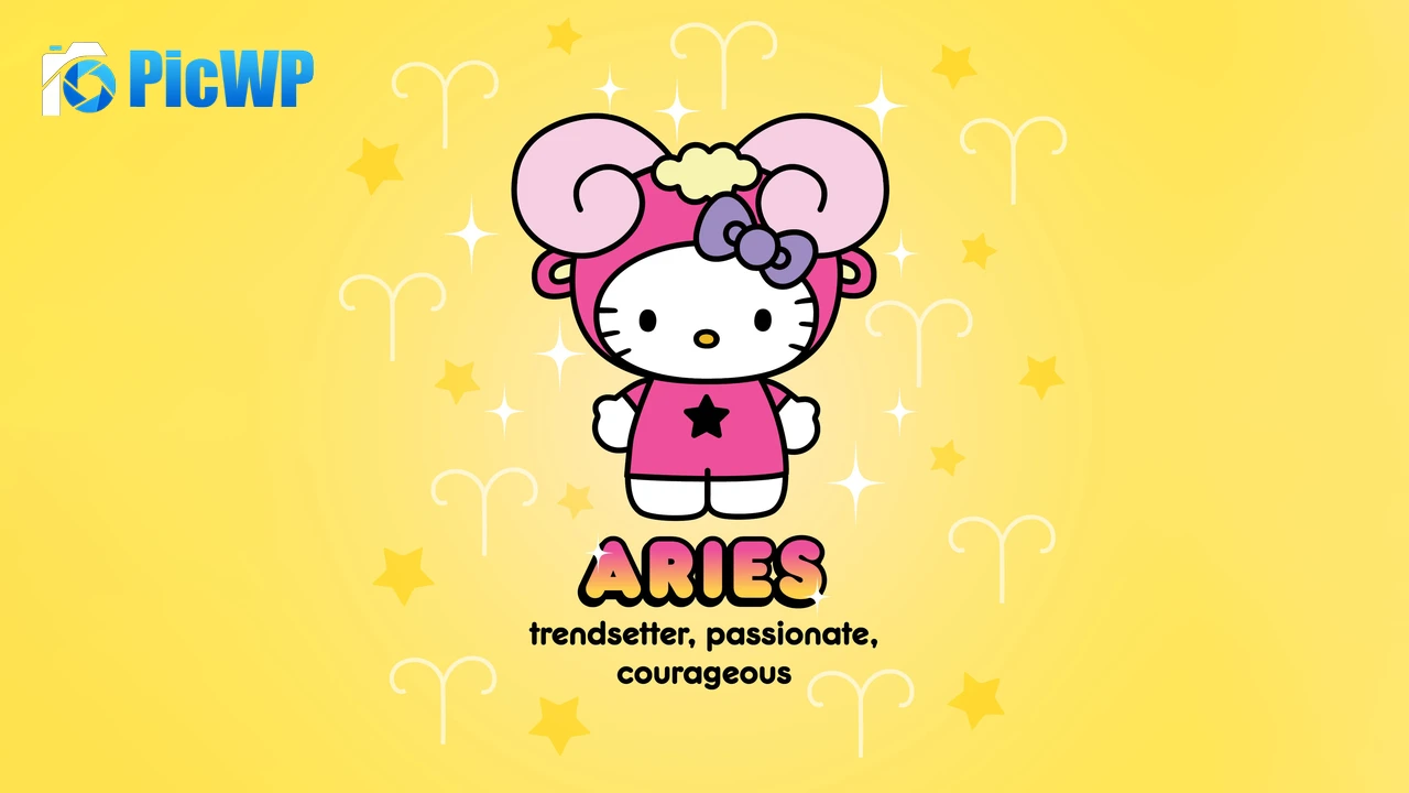 Aries Hello Kitty 6K PC Wallpaper