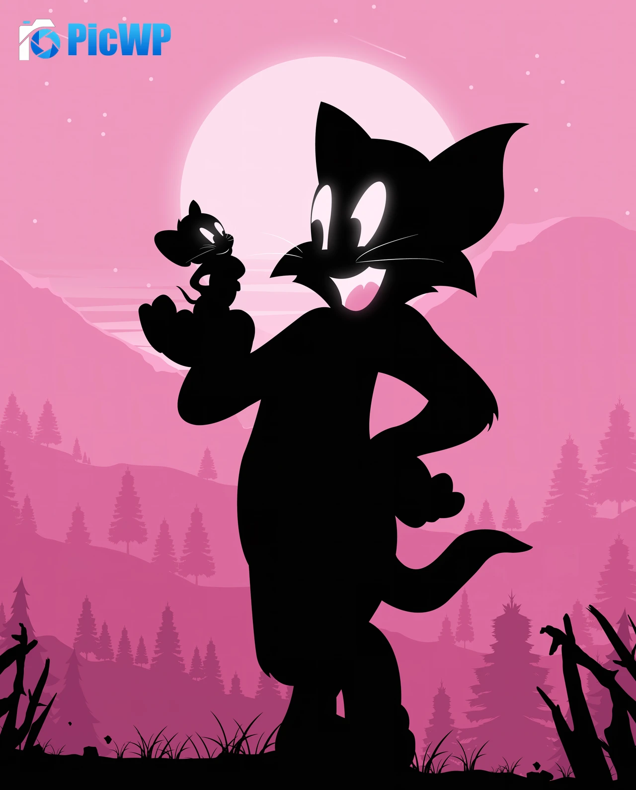 Tom & Jerry Silhouette 7K Mobile Wallpaper