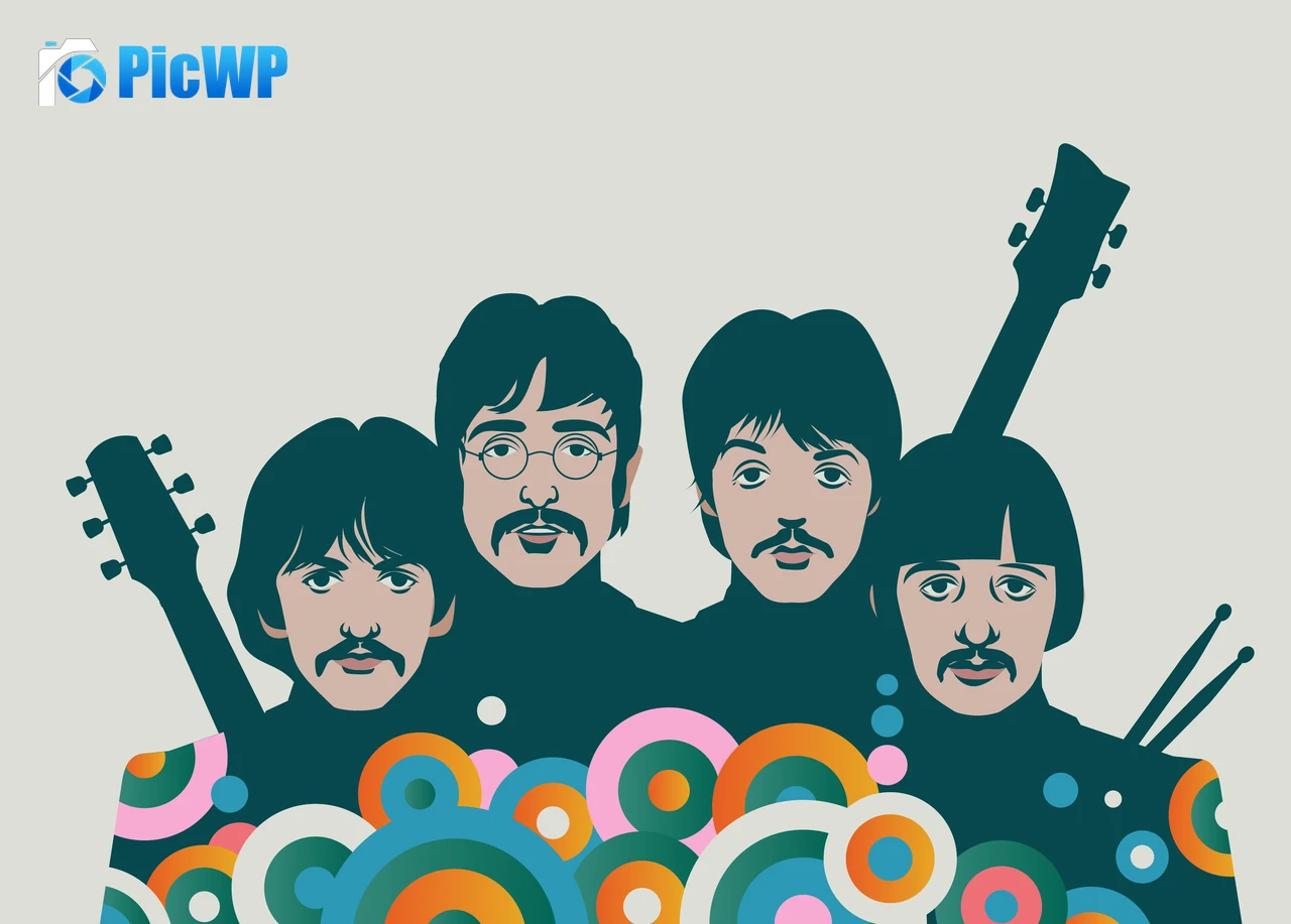 The Beatles Illustration 7K PC Wallpaper
