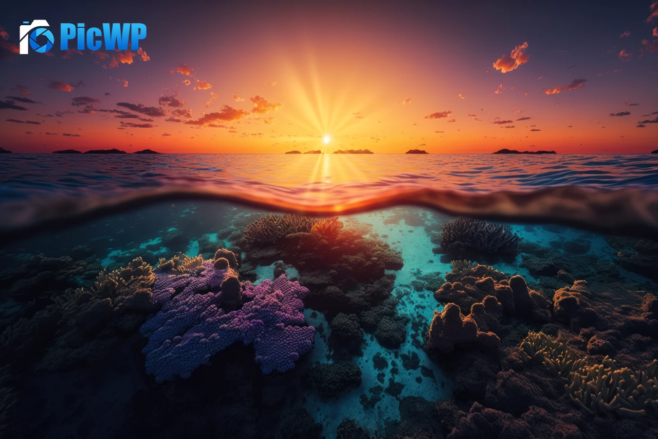 Sunset Underwater 9K PC Wallpaper