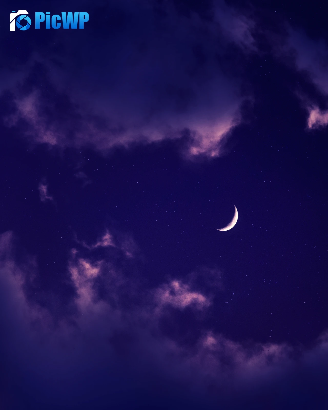 Crescent Moon Purple sky 5K Mobile Wallpaper