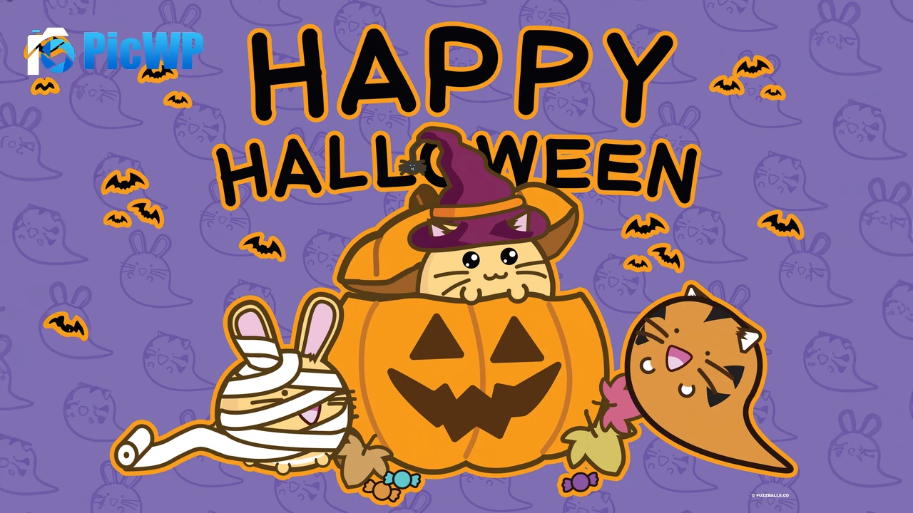 Happy Halloween Fuzzballs 6K PC Wallpaper