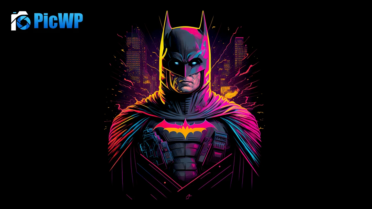 Batman Neon art 6K PC Wallpaper