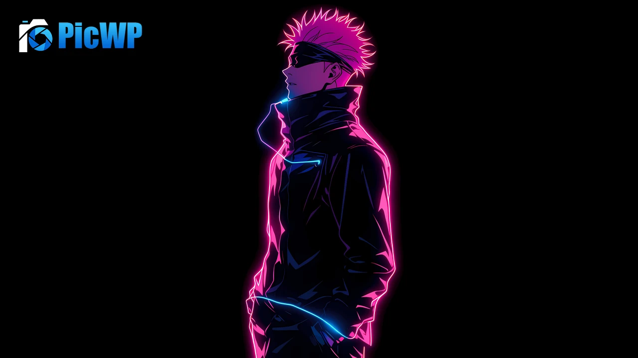 Satoru Gojo Neon pink 6K PC Wallpaper