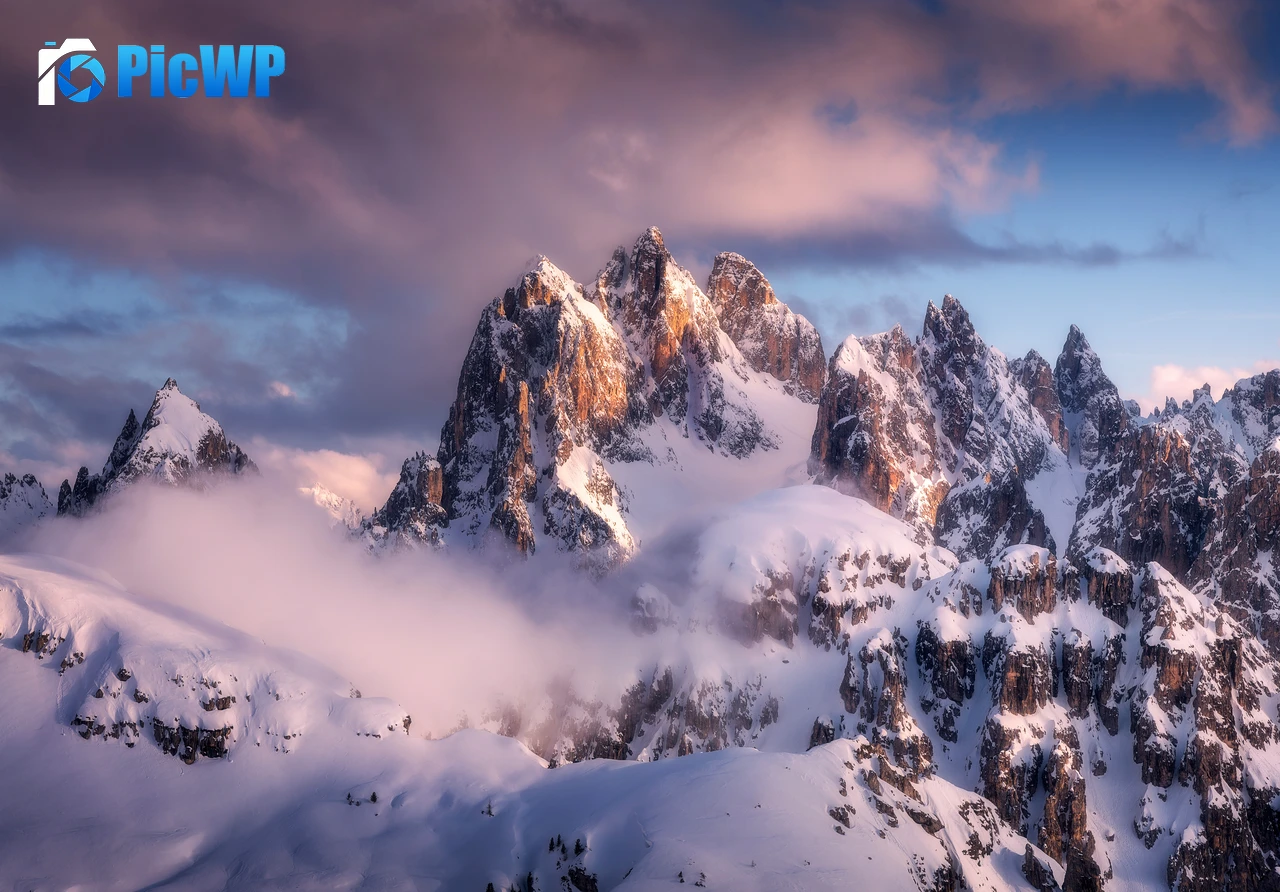 Mountain Peak Snow 8K PC Wallpaper