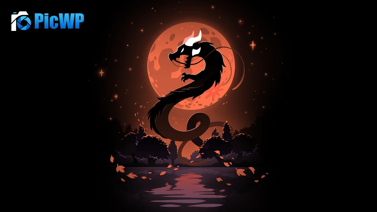 Dragon Blood Moon 8K PC Wallpaper