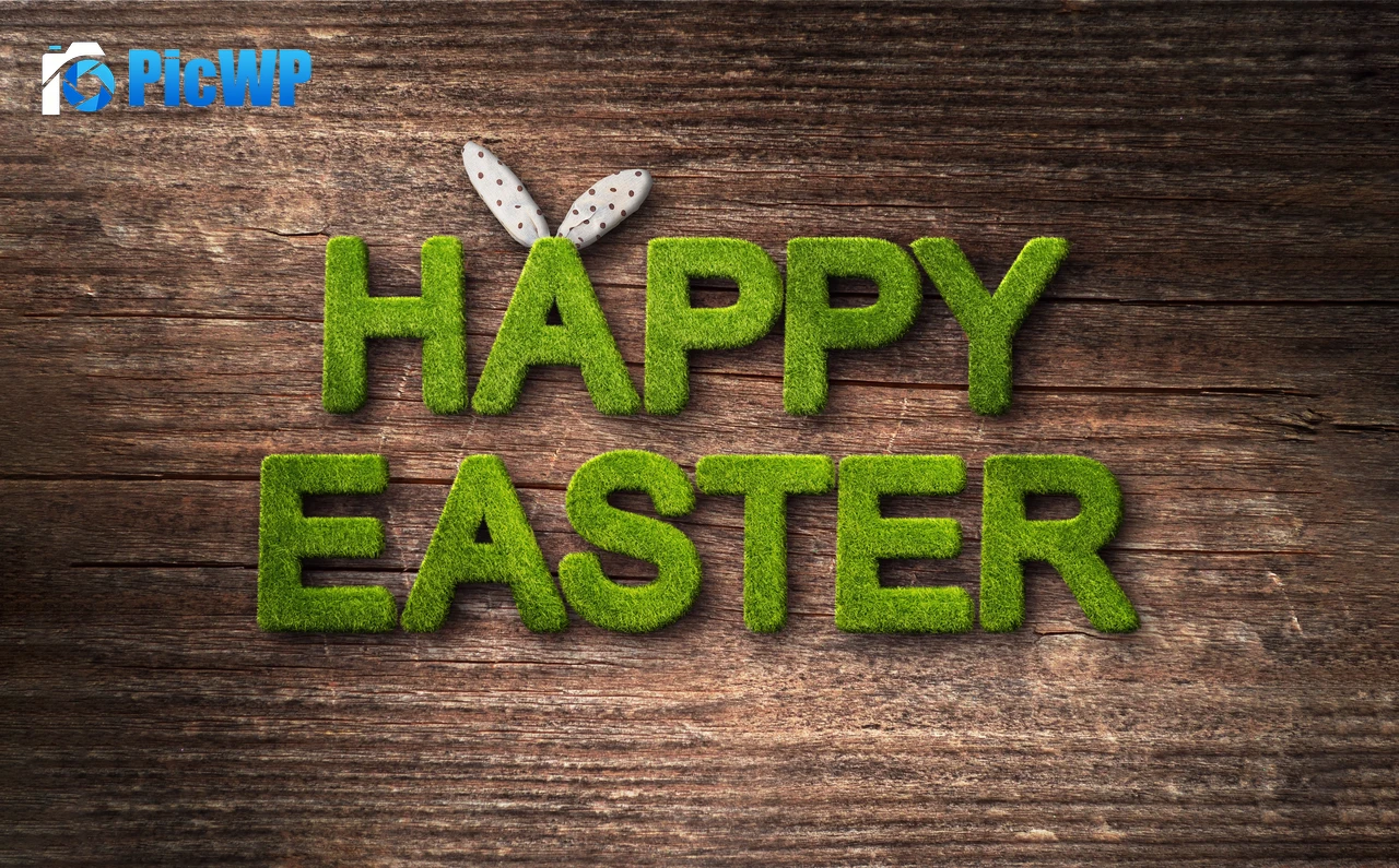 Happy Easter Wooden background 8K PC Wallpaper