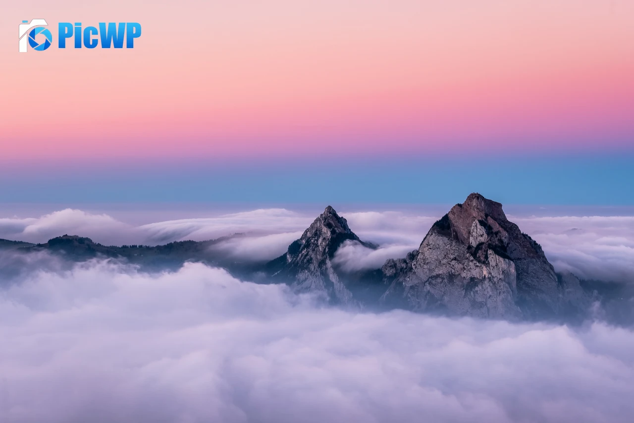 Mountain Peaks Above clouds 5K PC Wallpaper
