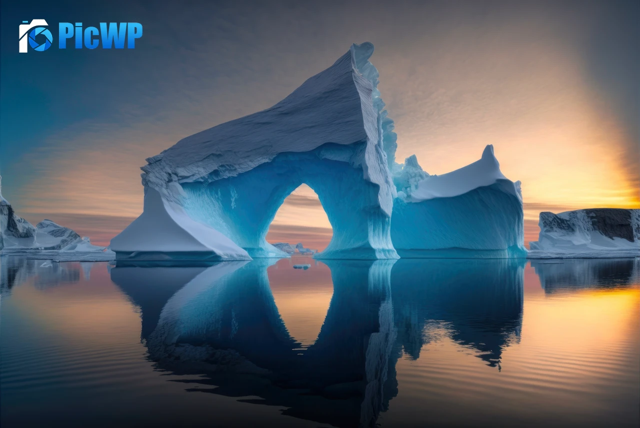 Iceberg Sunset 9K PC Wallpaper