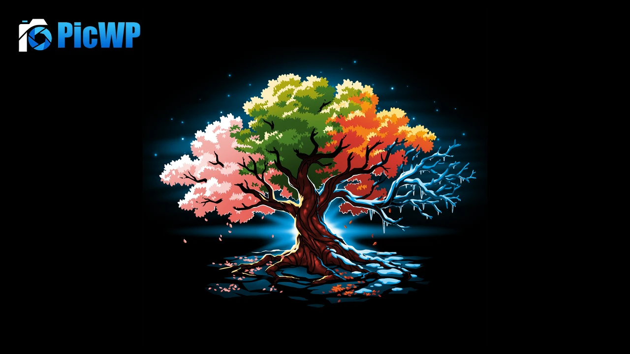 Tree Seasons 8K PC Wallpaper