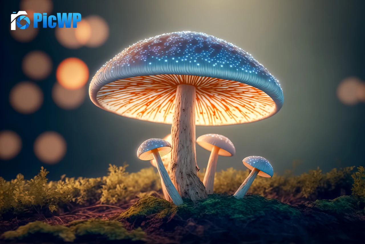 Mushroom forest Surreal 5K PC Wallpaper