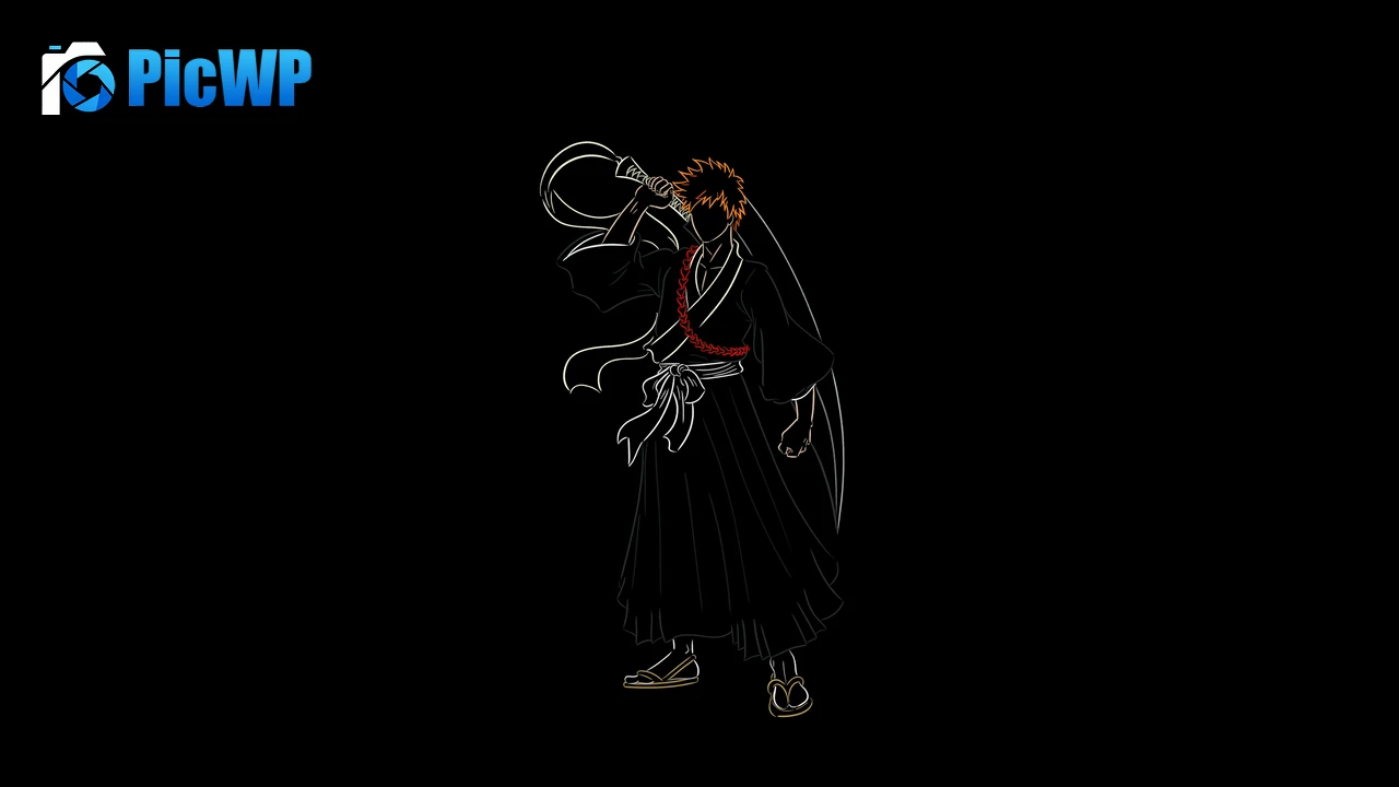 Ichigo Kurosaki Black background 6K PC Wallpaper