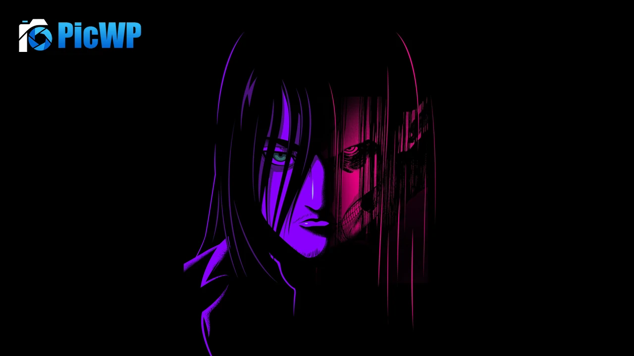 Eren Yeager Neon art 6K PC Wallpaper