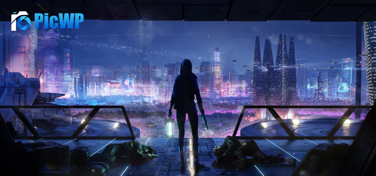 Cyberpunk Hunter 6K Wide Wallpaper
