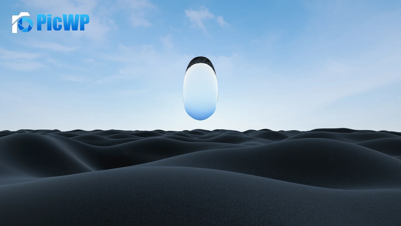 Surreal glass floating over desert 6K PC Wallpaper