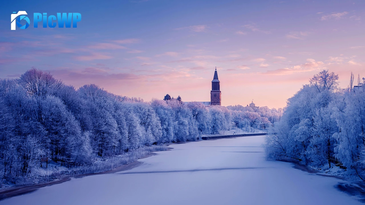 Turku Cathedral Aura River 8K PC Wallpaper