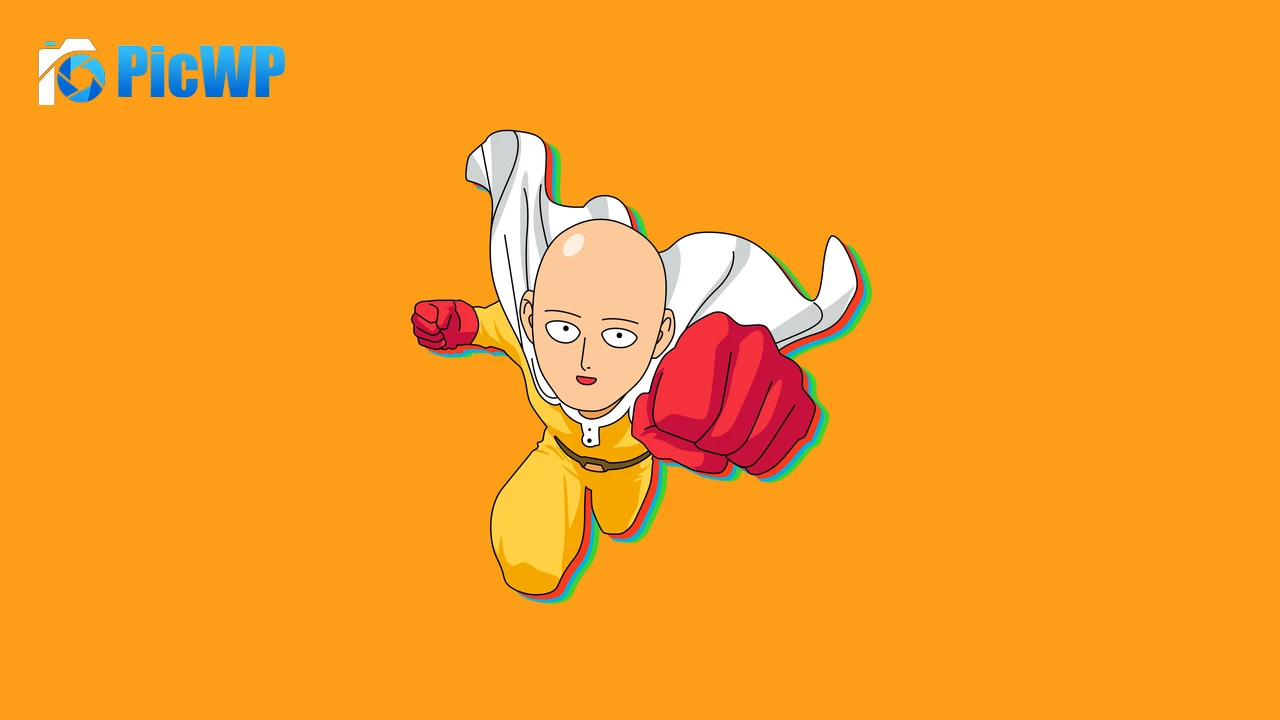Saitama Yellow background 6K PC Wallpaper