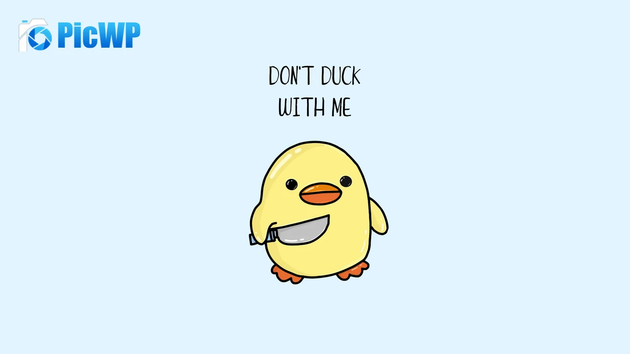 Cute duck Cute warning 6K PC Wallpaper