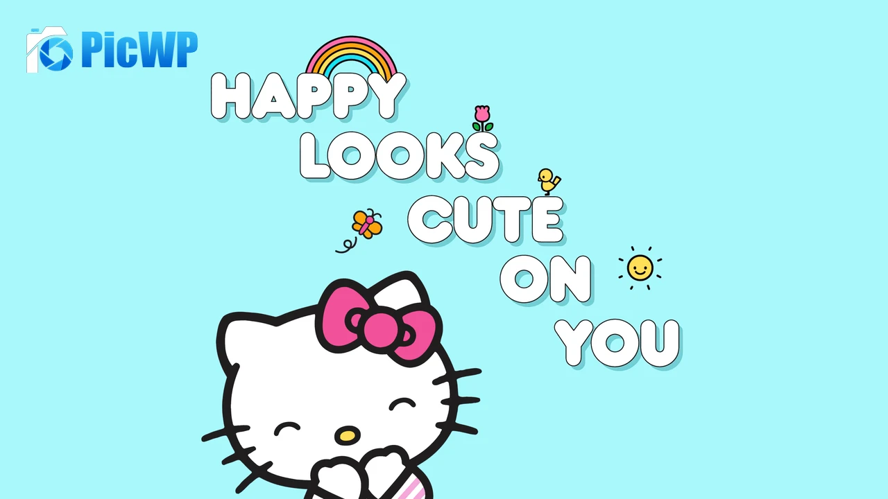 Happy looks cute on you Hello kitty quotes 6K PC Wallpaper
